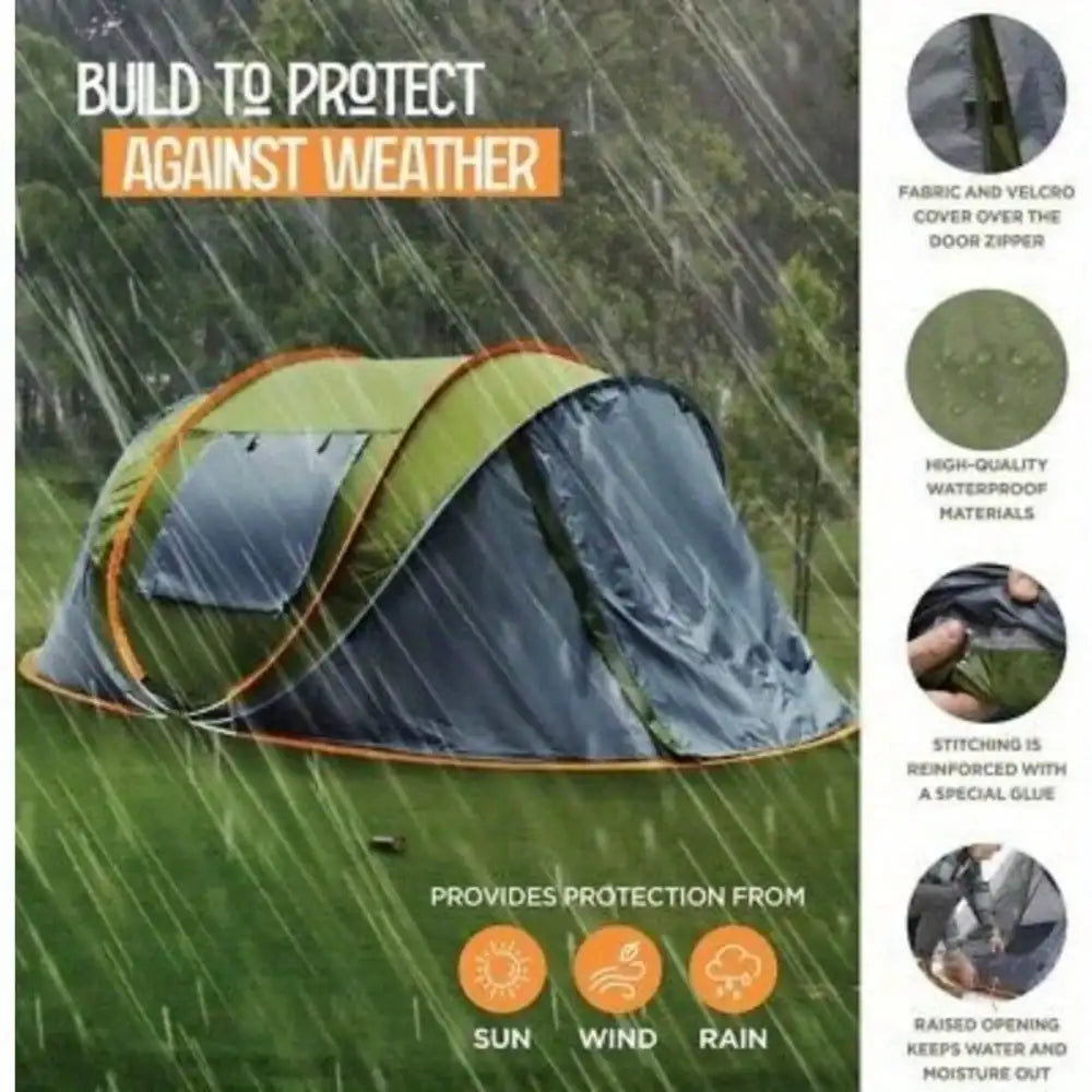 Camping Tent Pop Up With Two Doors UPF50 Plus Waterproof