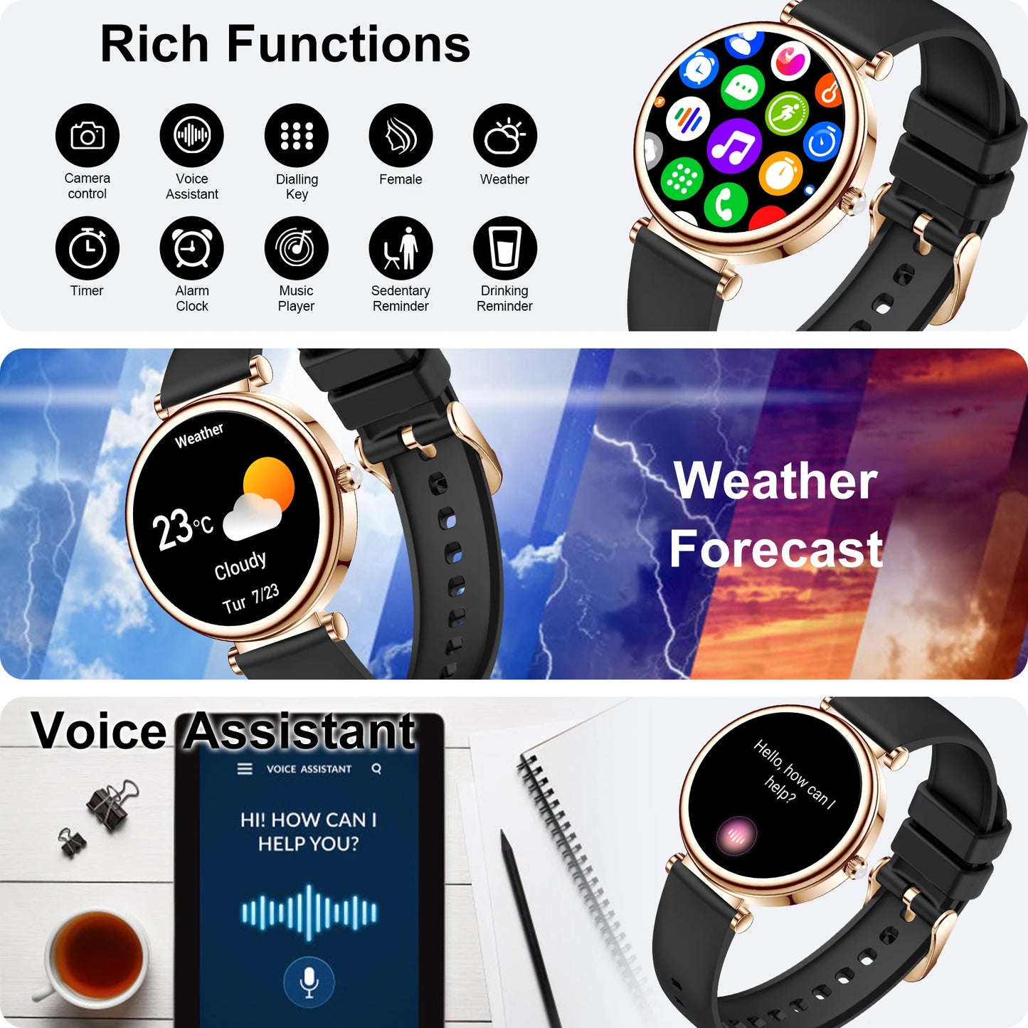 INNOFOVO Smart Watch Bluetooth 5.0 Fitness Modes For iPhone Android