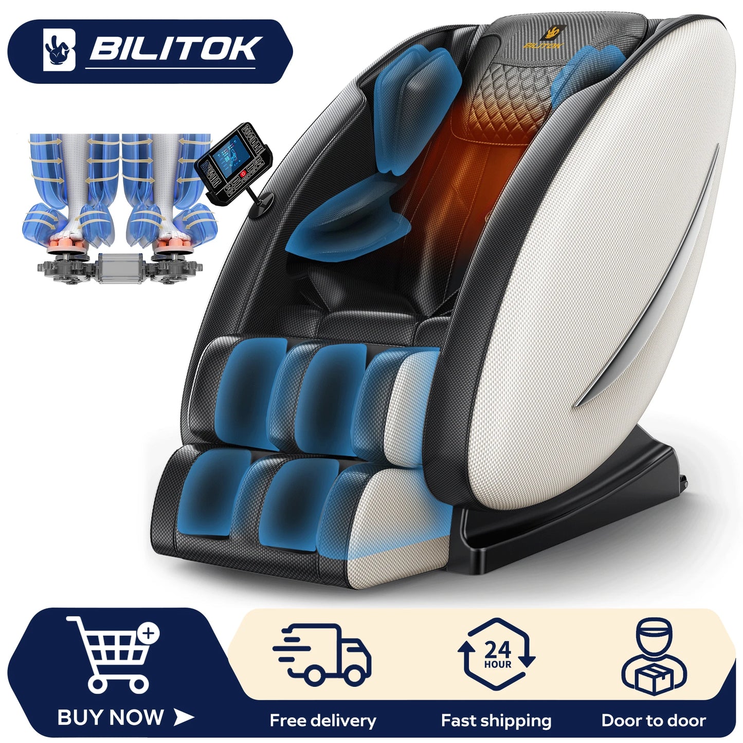 BILITOK Massage Chair Recliner With Zero Gravity Heating Bluetooth