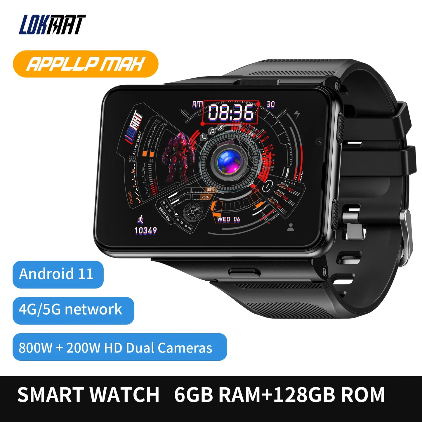 LOKMAT APPLLP MAX Android Smartwatch With 4G And Dual Camera