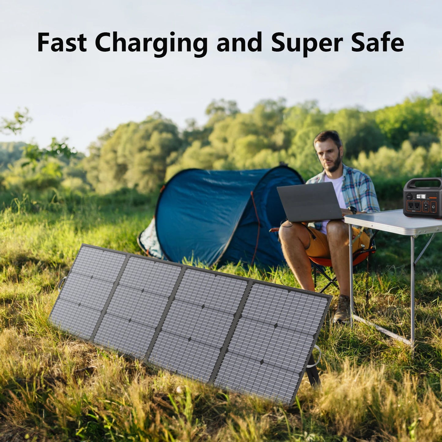 MHPOWOS 220W Portable Solar Panel High Efficience 40V Foldable Solar Panel with Kickstands for RV Camping Outdoor Activities