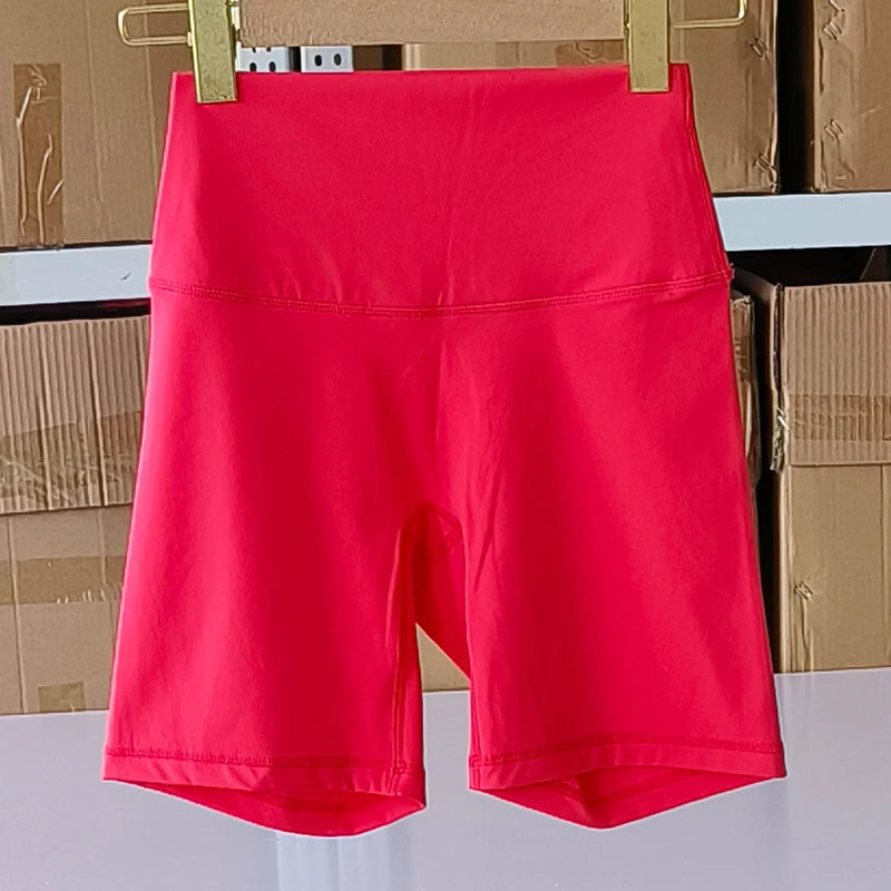 Nylon Elastane Women's Yoga Shorts High Waist Slim Fit