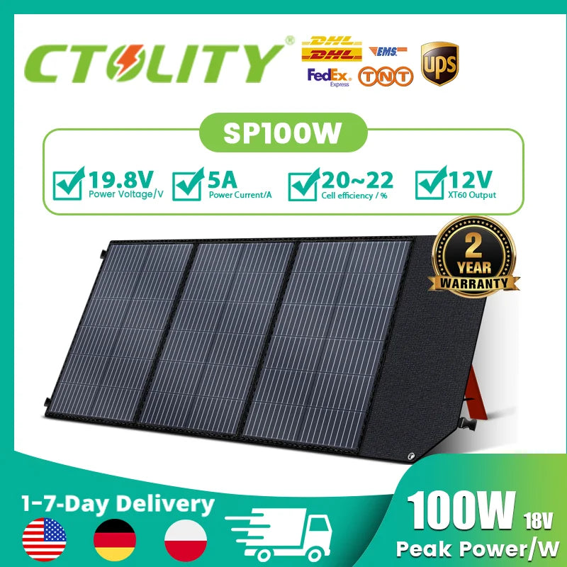 Ctolity 400W 200W 100W 54W 36W 21W Portable Solar Panel, kit solar generator, Foldable camping equipment, 18V MPPT Control