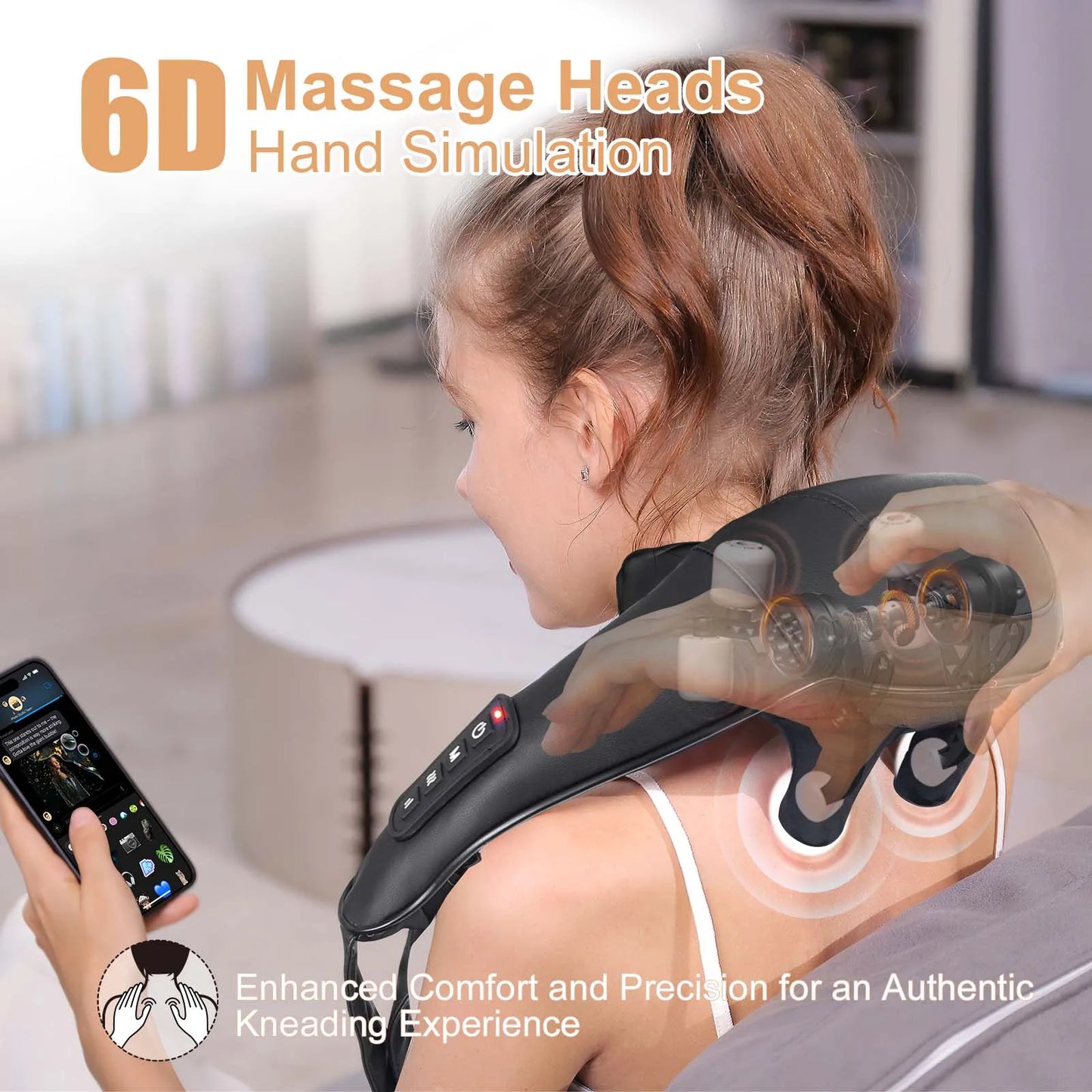 MASGREE Shiatsu Back Neck Massager With Heat And Cordless