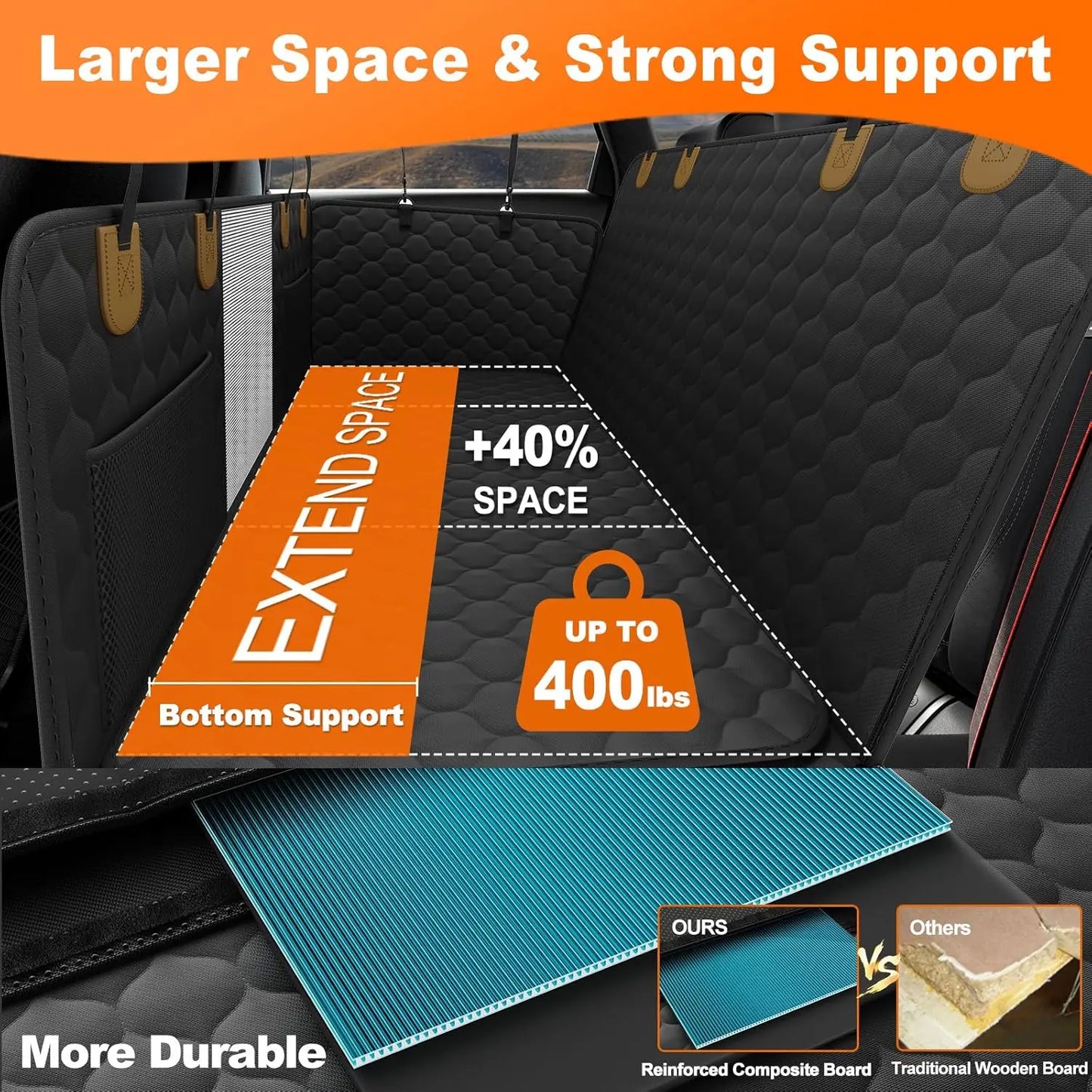 Wedyvko Waterproof Dog Car Seat Cover Hammock Back Seat Protector