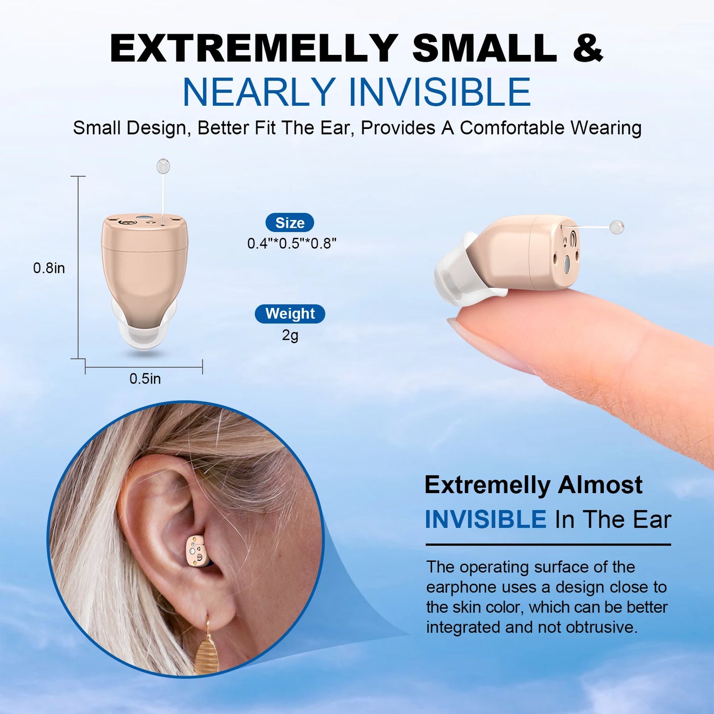 K&F COPTEE Mini Adjustable In-Ear Hearing Amplifier Portable
