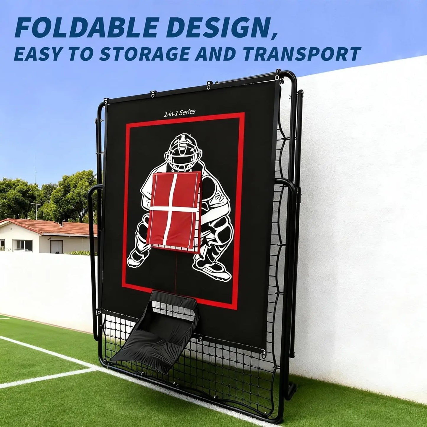 HiMISS Baseball Pitching and Rebounder Net 2-in-1 Trainer