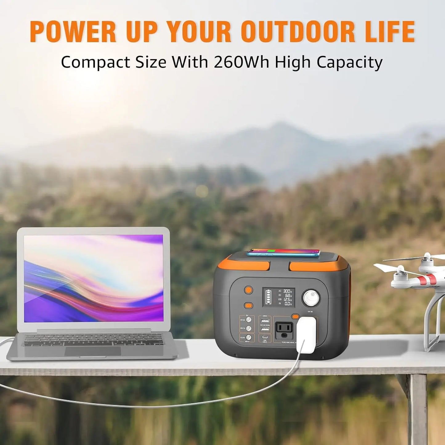 SinKeu 300W Portable Power Station 70000mAh 260Wh Outdoor Solar Generator