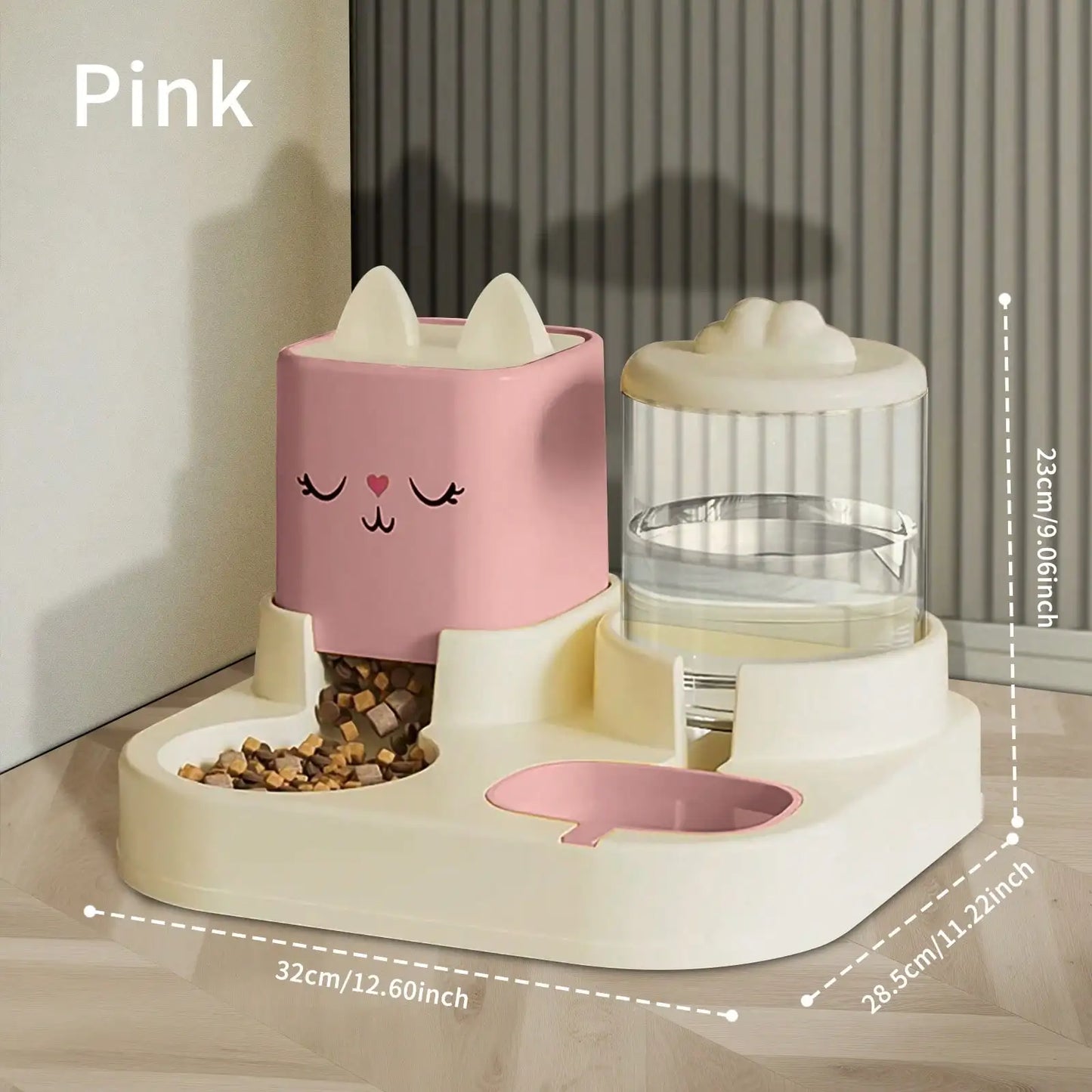 Automatic Pet Food And Water Dispenser With 2 In 1 Detachable Bowl