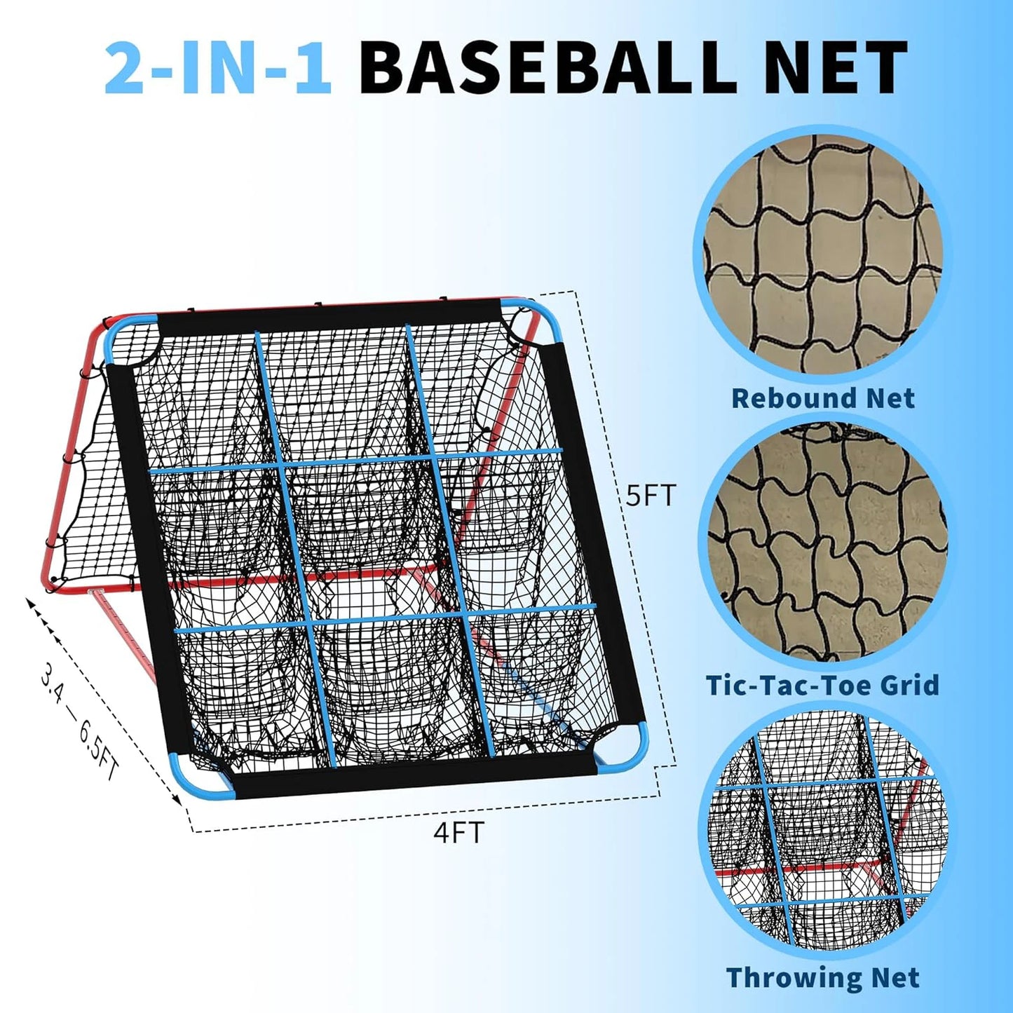 TWISTER.CK Baseball Pitching Rebounder Net 9-Hole Angled Practice Trainer