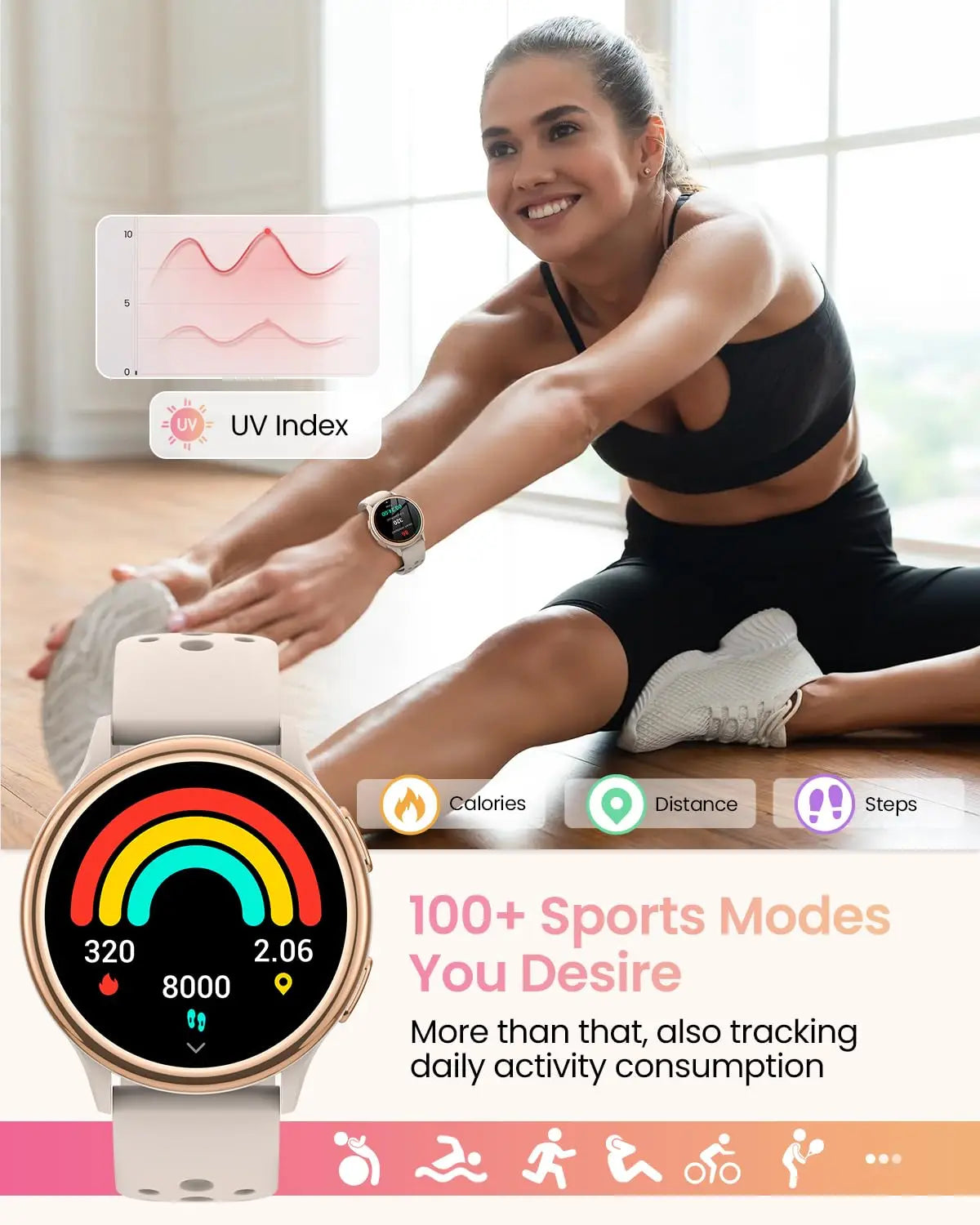 AnyloopCa Womens Smartwatch Fitness Tracker With 400 Faces And Calls