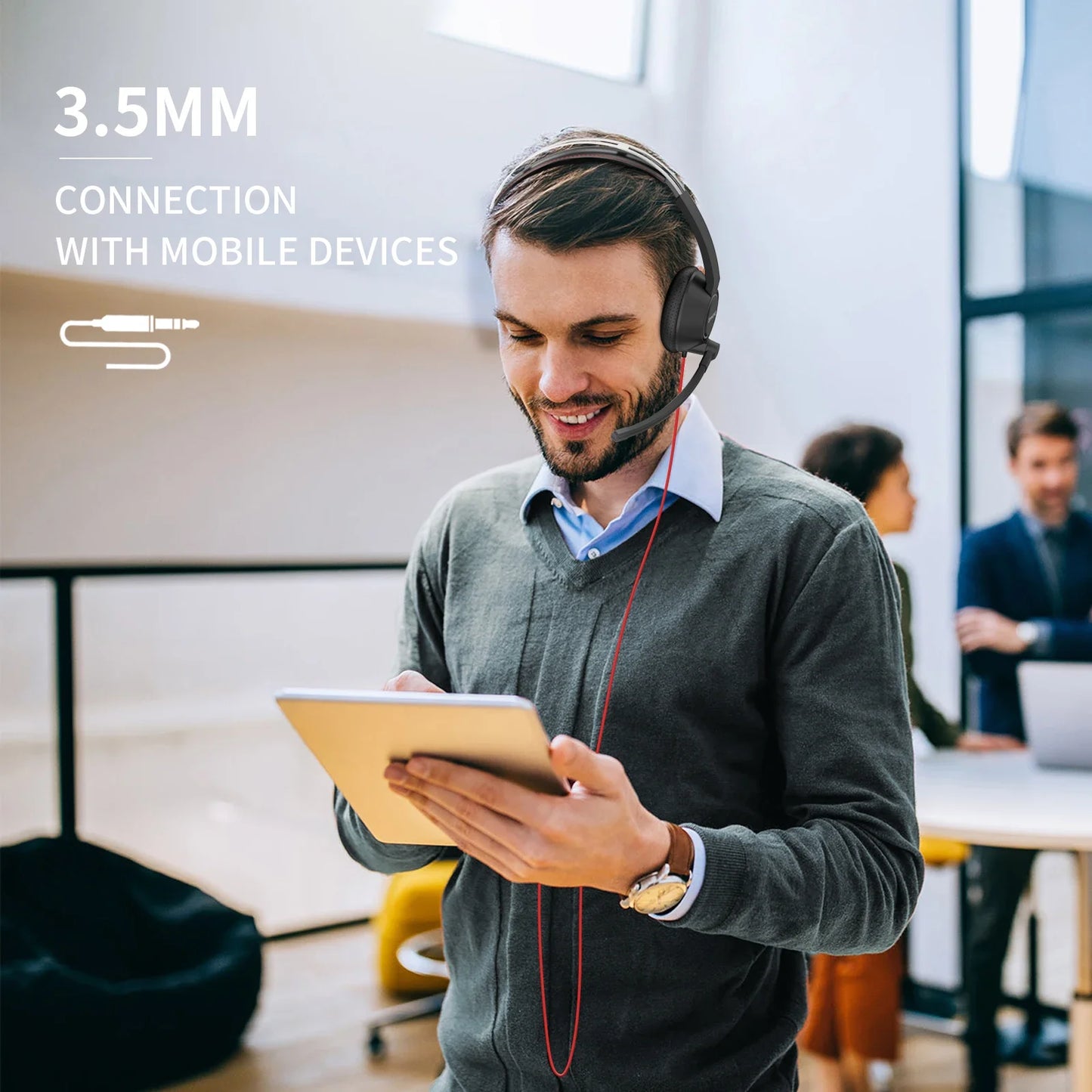 BINNUNE Wired Headphones With Mic Noise Cancelling For Office
