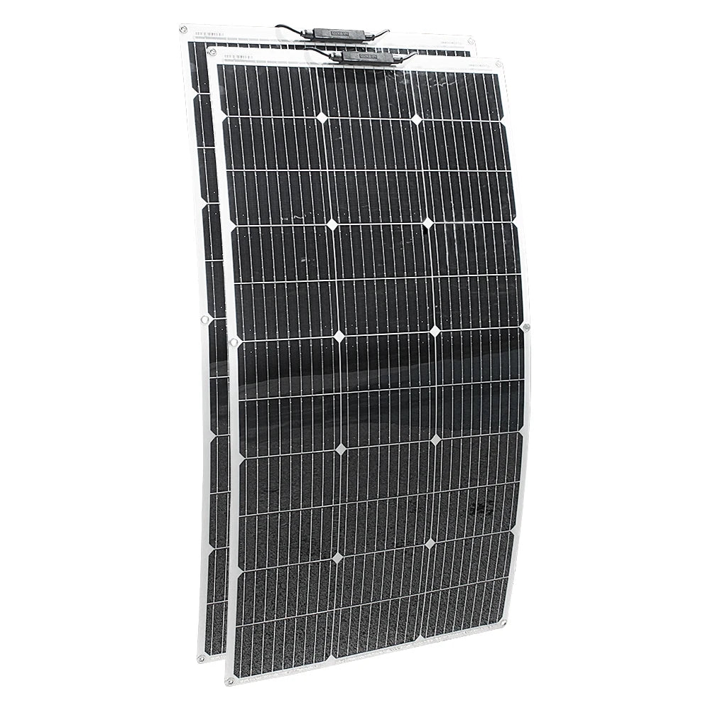 ASUNERGEN Flexible Solar Panel Charger For Camping RV Boat 100W Battery