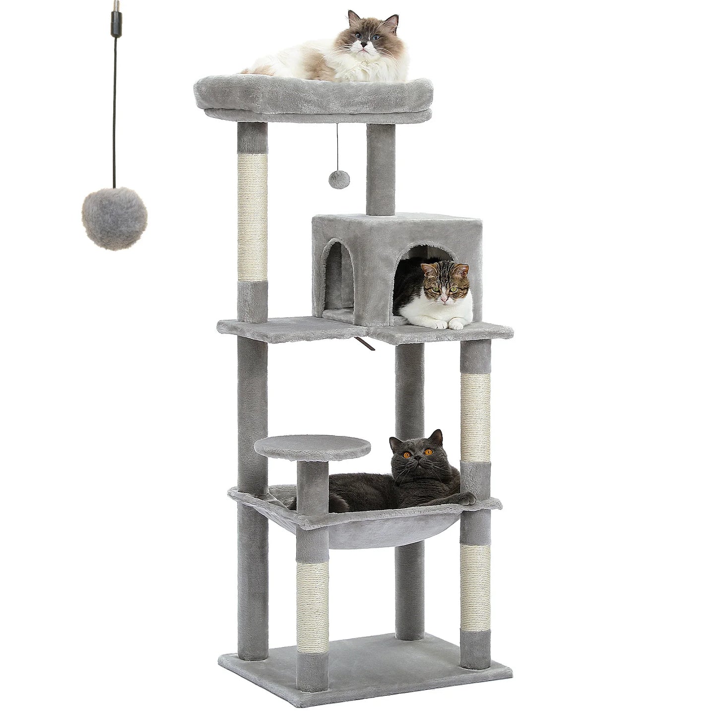 PAWZ Road 5 Level Indoor Cat Tree With Large Hammock And Scratching Posts