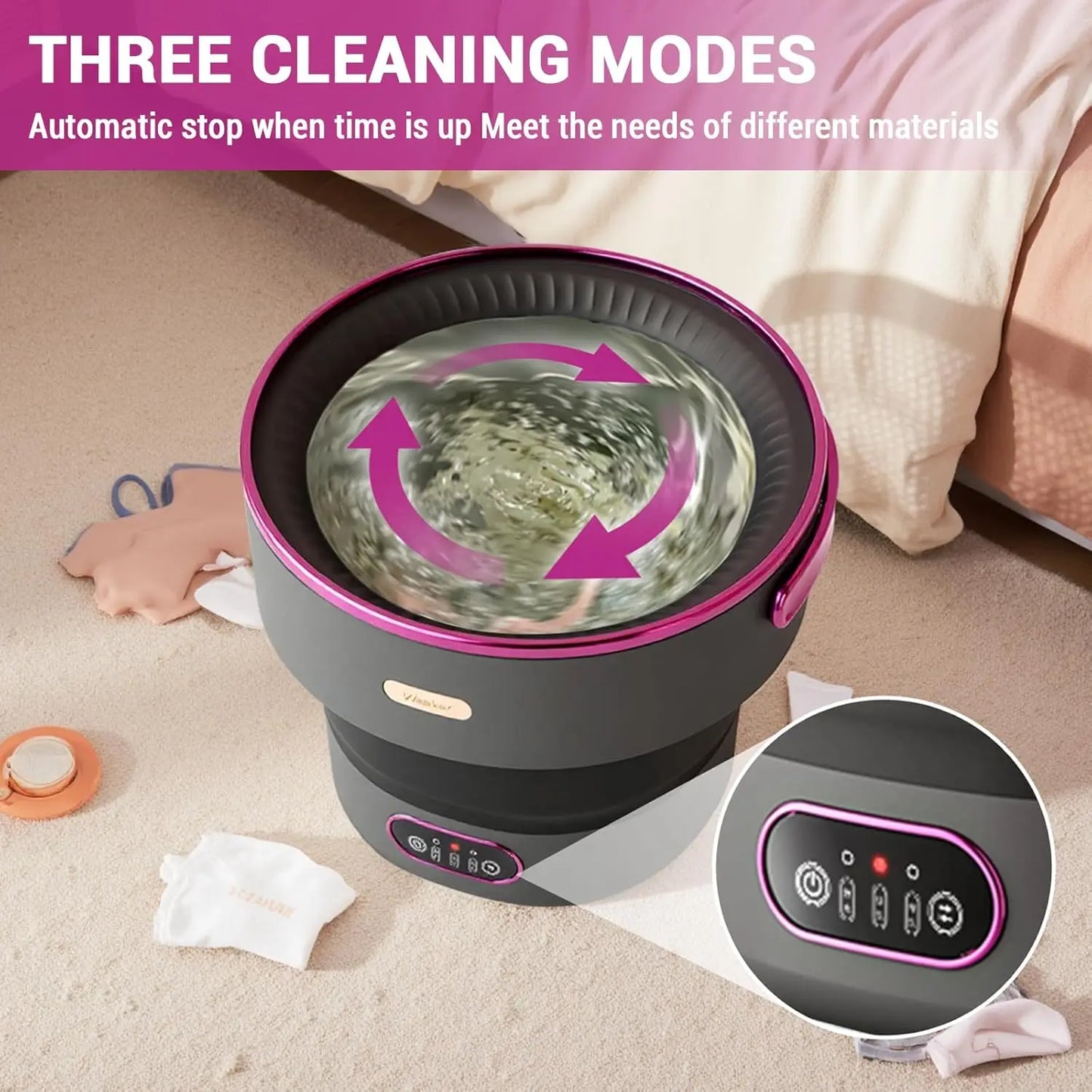 Acekool Portable Foldable Washing Machine With Spin Basket