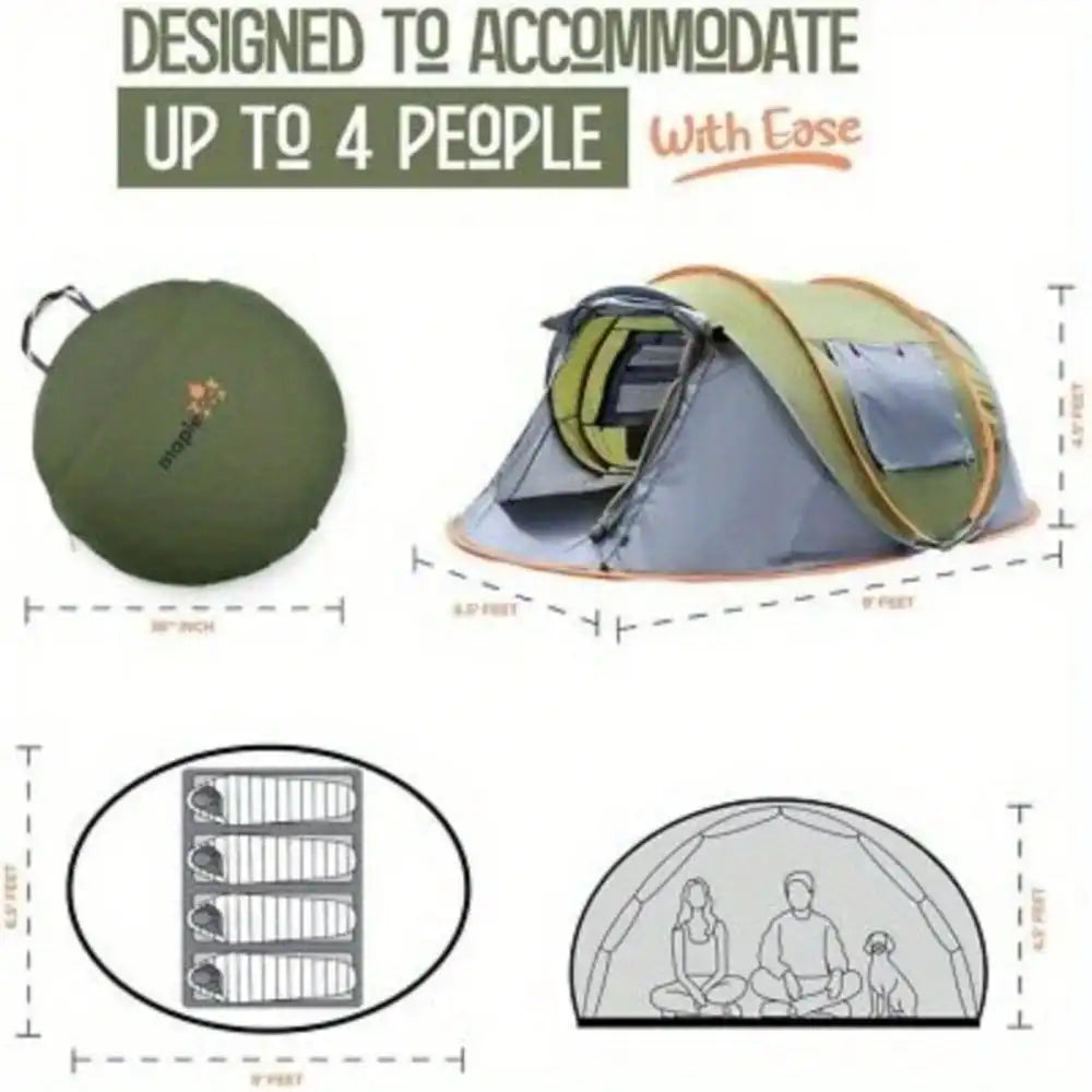 Camping Tent Pop Up With Two Doors UPF50 Plus Waterproof