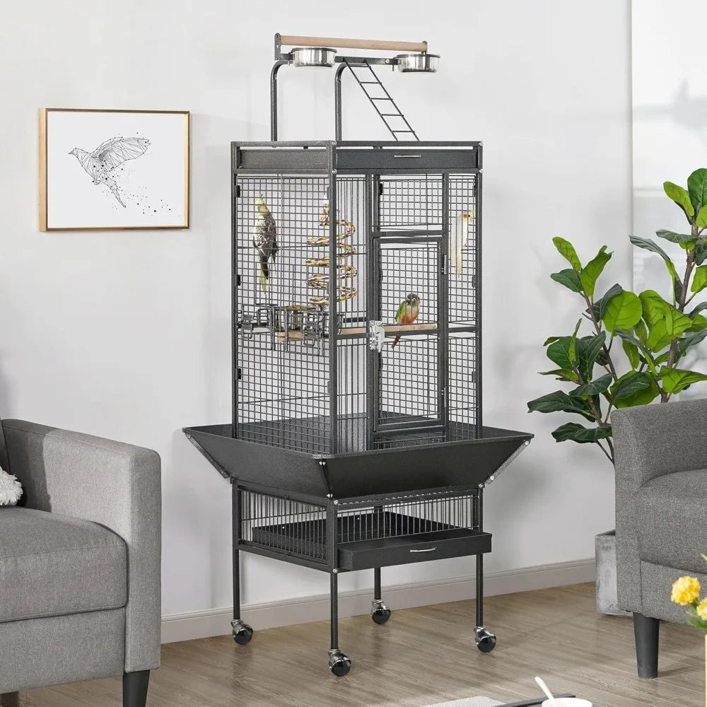 Playtop Wrought Iron Parrot Cage With Rolling Stand