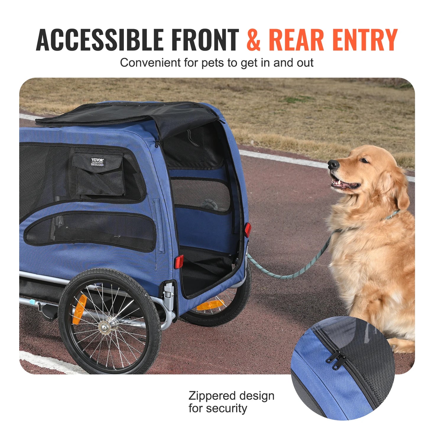 Pet Bicycle Trailer For Dogs With Coupler And Reflectors