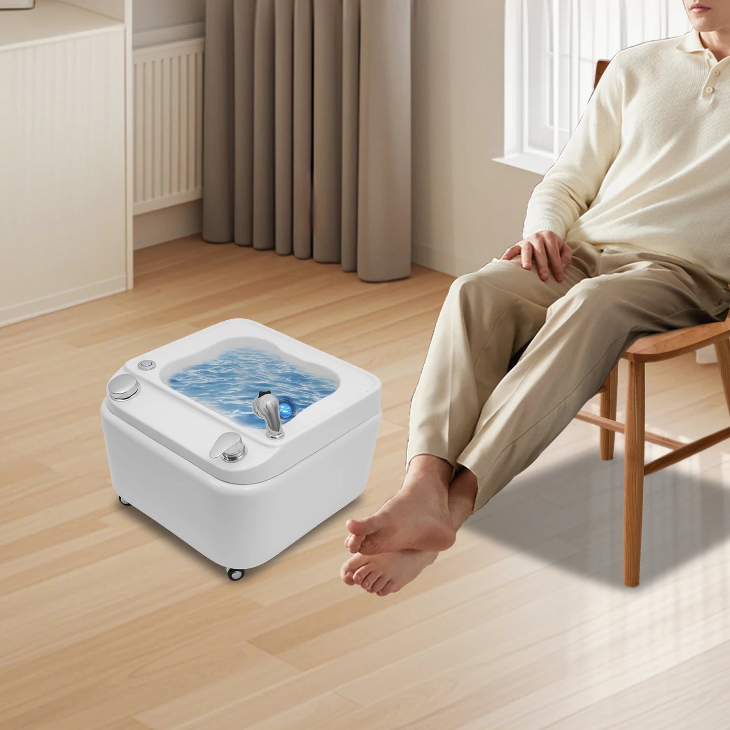 Bymaocar Acrylic Foot Bath With Massage And LED Spa Tub
