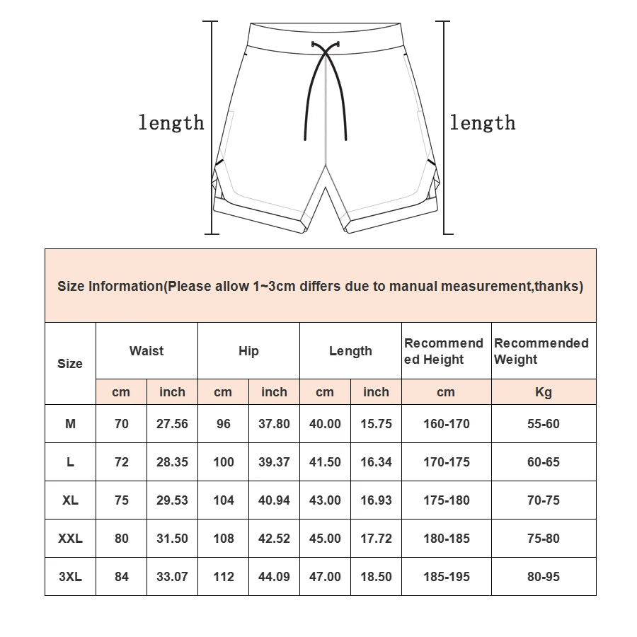 Men's Quick-Dry Running Shorts 2-In-1 Gym Fitness Workout