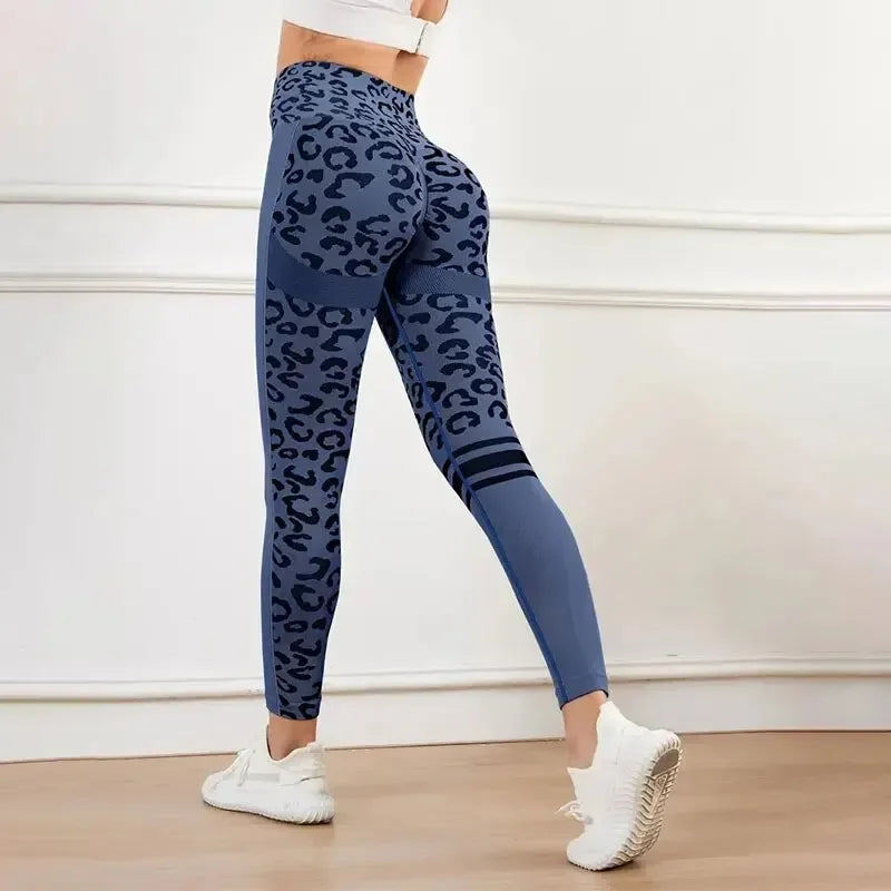 Yoga 9 Minute Leopard Print Seamless Quick Dry Fitness Tights
