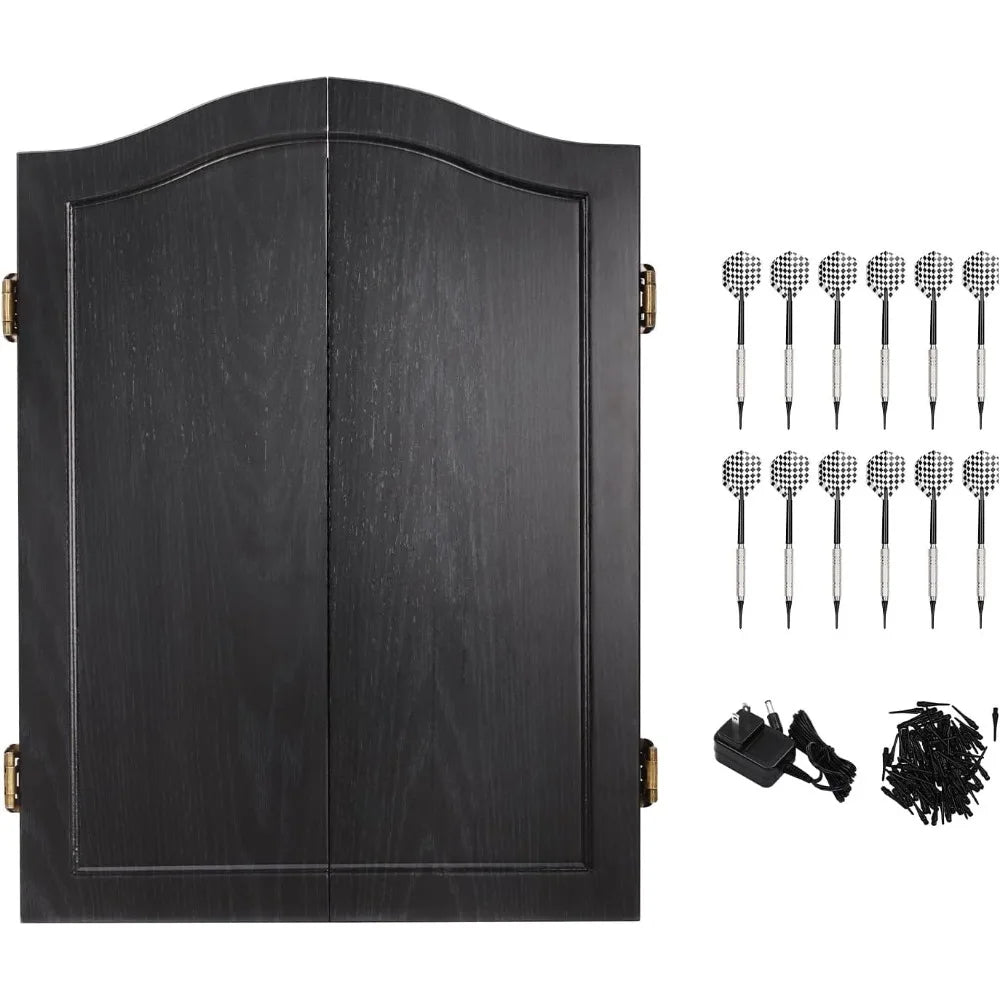 Dartboard Cabinet Set With Electronic LCD Scoreboard