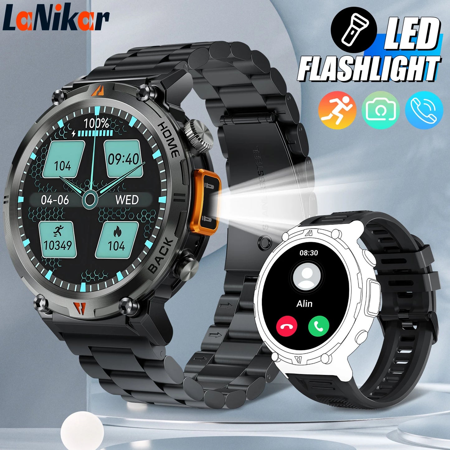 LaNikar KE3 Bluetooth Call Smart Watch Men With Touch Screen