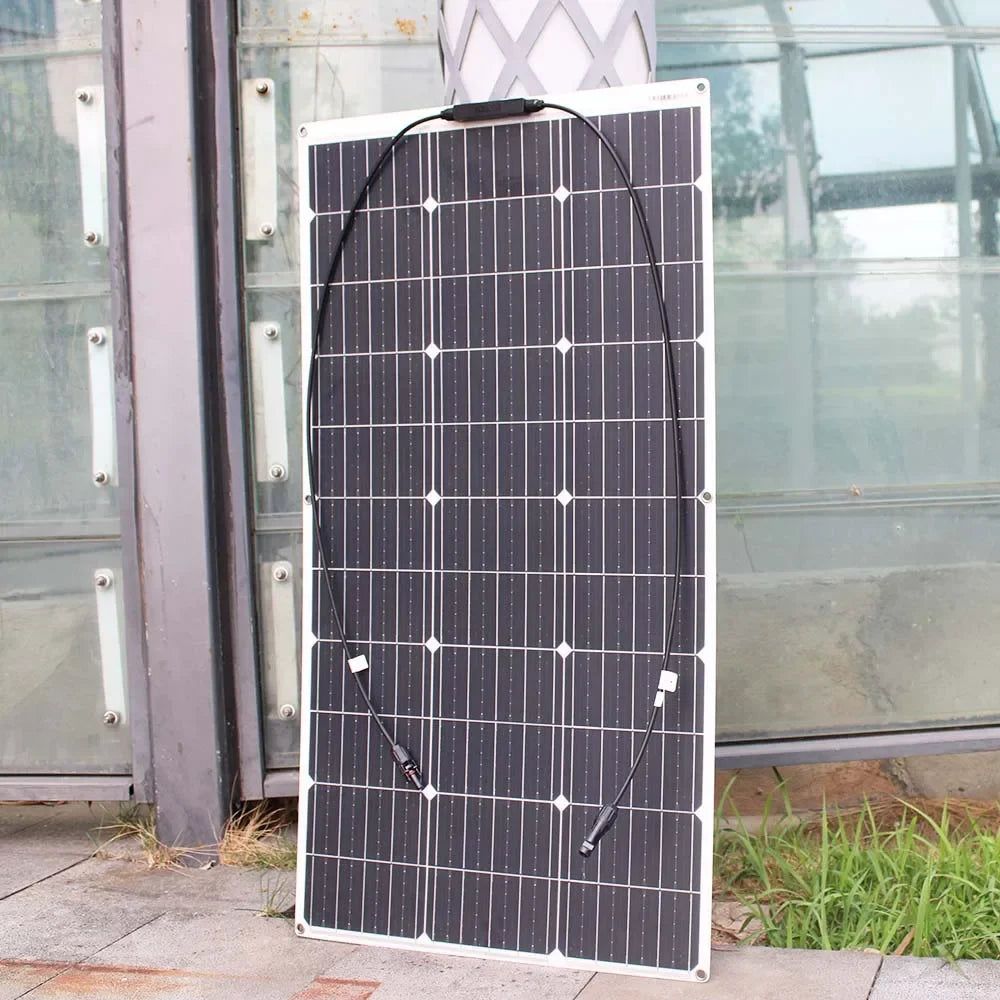 ASUNERGEN Flexible Solar Panel Charger For Camping RV Boat 100W Battery