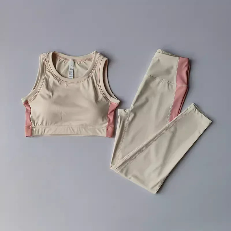 Two Piece Women Yoga Set High Waist Shorts Sports Bra