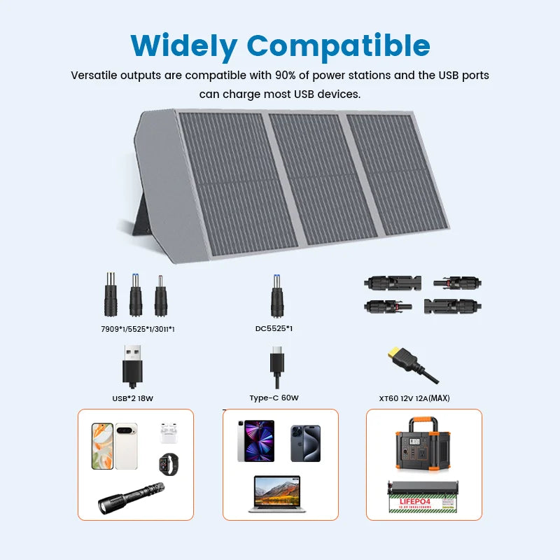 Ctolity Foldable Solar Panel, 400W / 200W / 100W / 54W Solar Generator with PD Box Charger, XT60 USB Port,Camping Outdoor Energy
