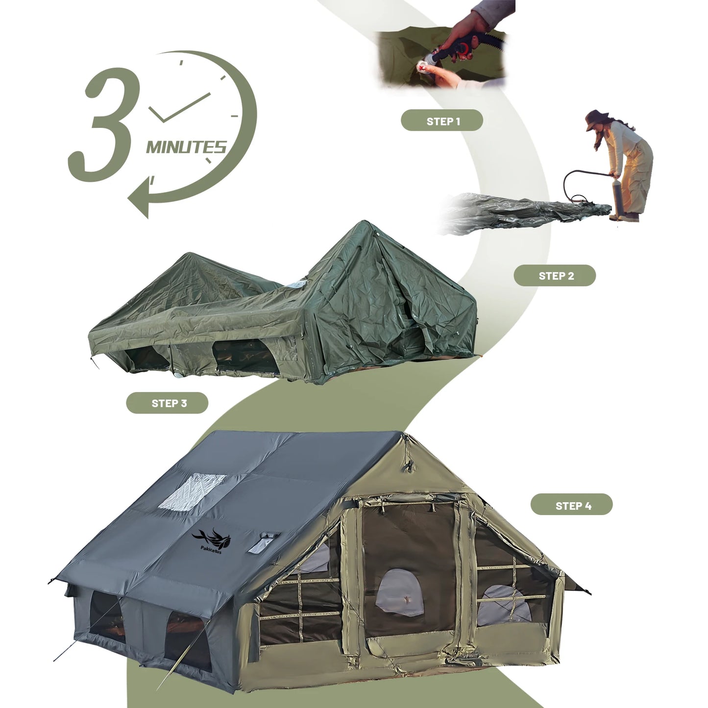 Pakicetus Quick Setup Inflatable Camping Tent For Family