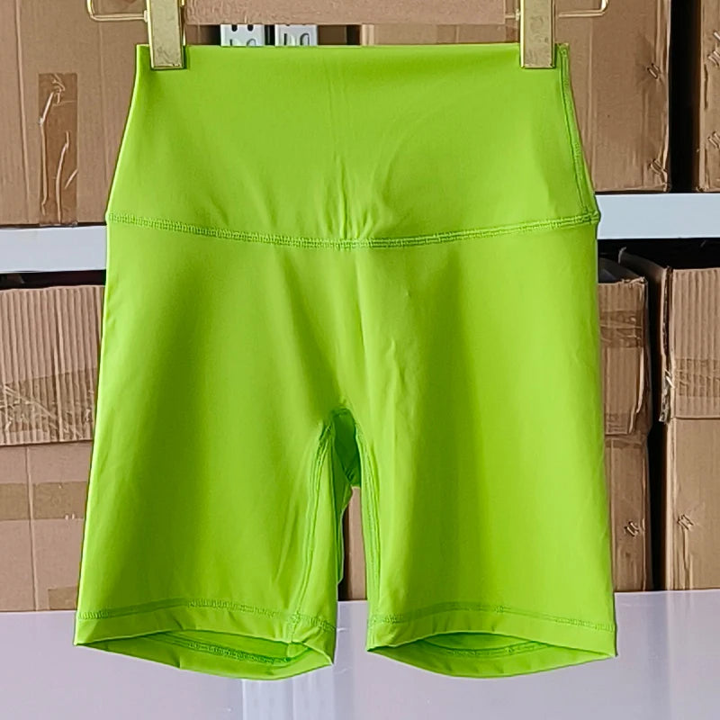 Nylon Elastane Women's Yoga Shorts High Waist Slim Fit