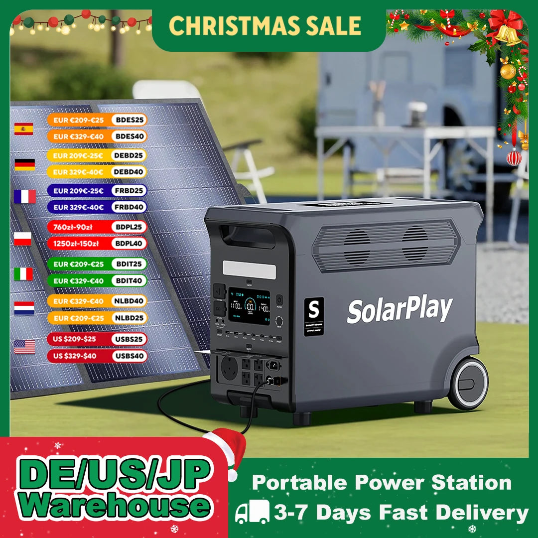 SOLARPLAY 3600W Portable Power Station With Foldable Solar Panels