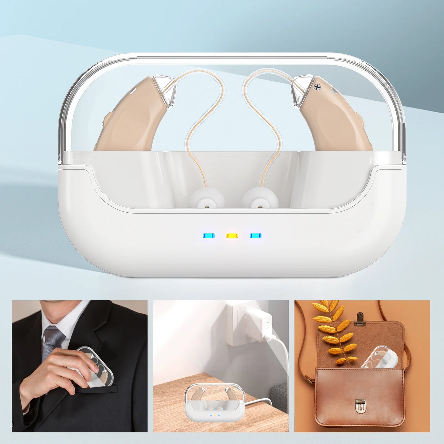 KFCOPTEE Rechargeable Behind The Ear Hearing Aids Volume Control