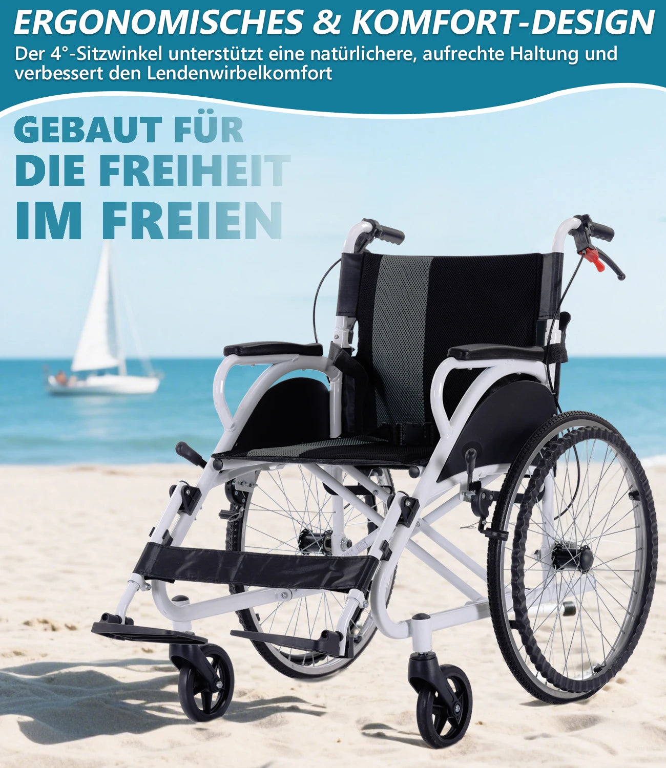 BROOBEY Lightweight Travel Wheelchair Foldable For Easy Car Storage