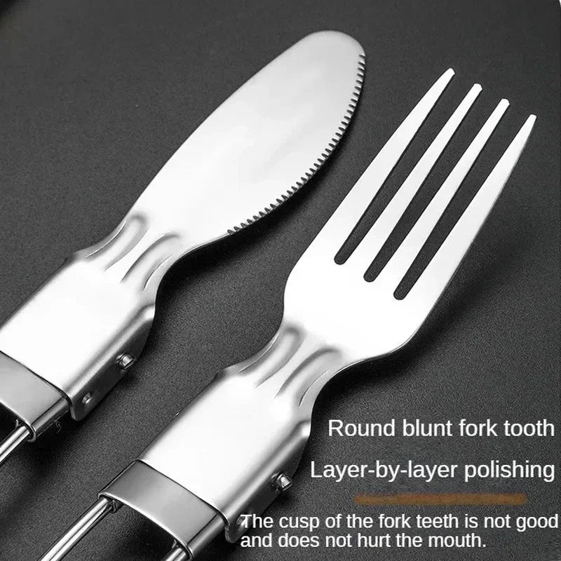 SMHXIANGQIANJIN Outdoor Spoon Fork Tableware Set Stainless Steel Camping