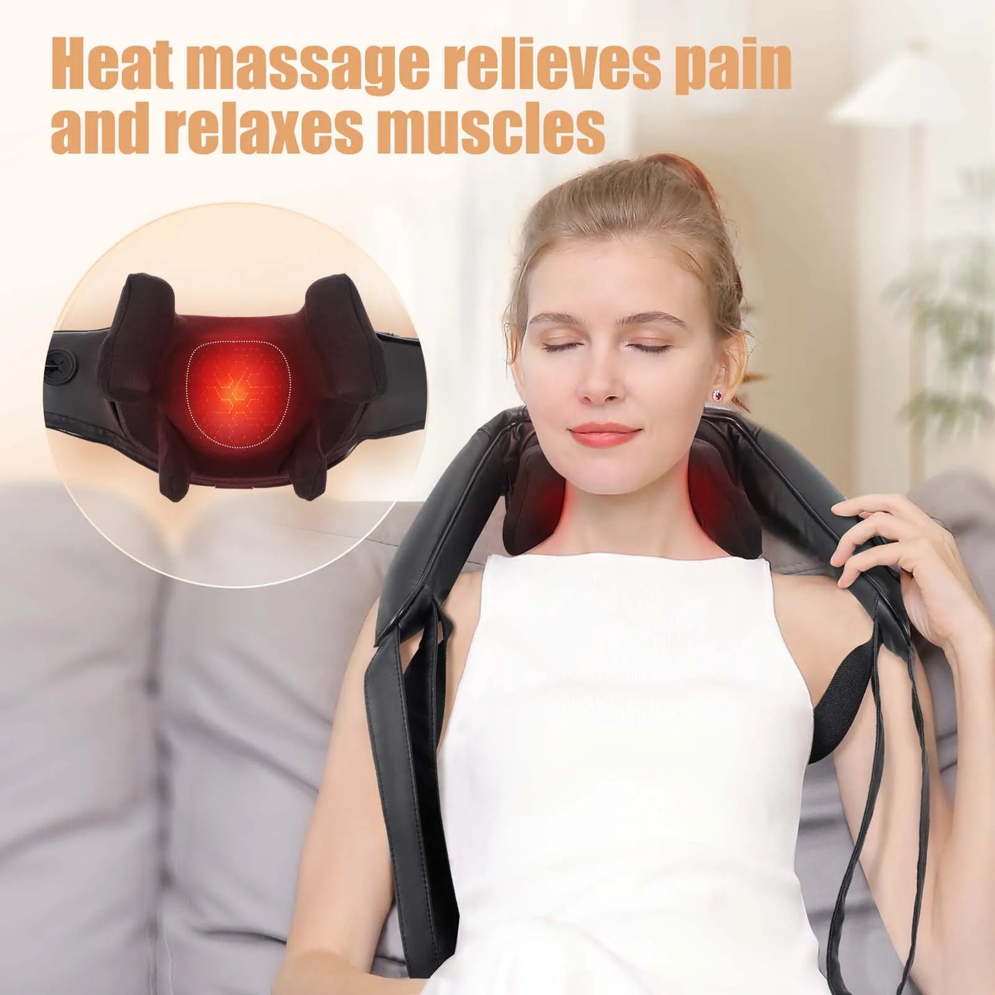 MASGREE Shiatsu Back Neck Massager With Heat And Cordless