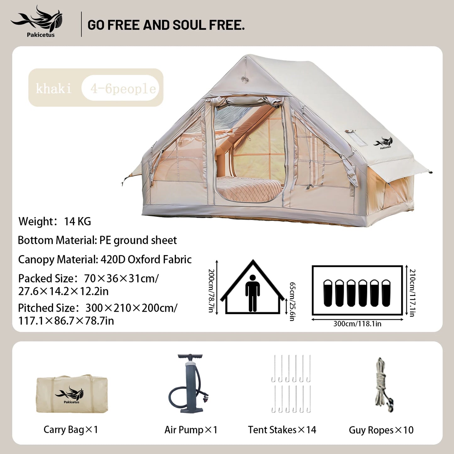 Pakicetus Quick Setup Inflatable Camping Tent For Family