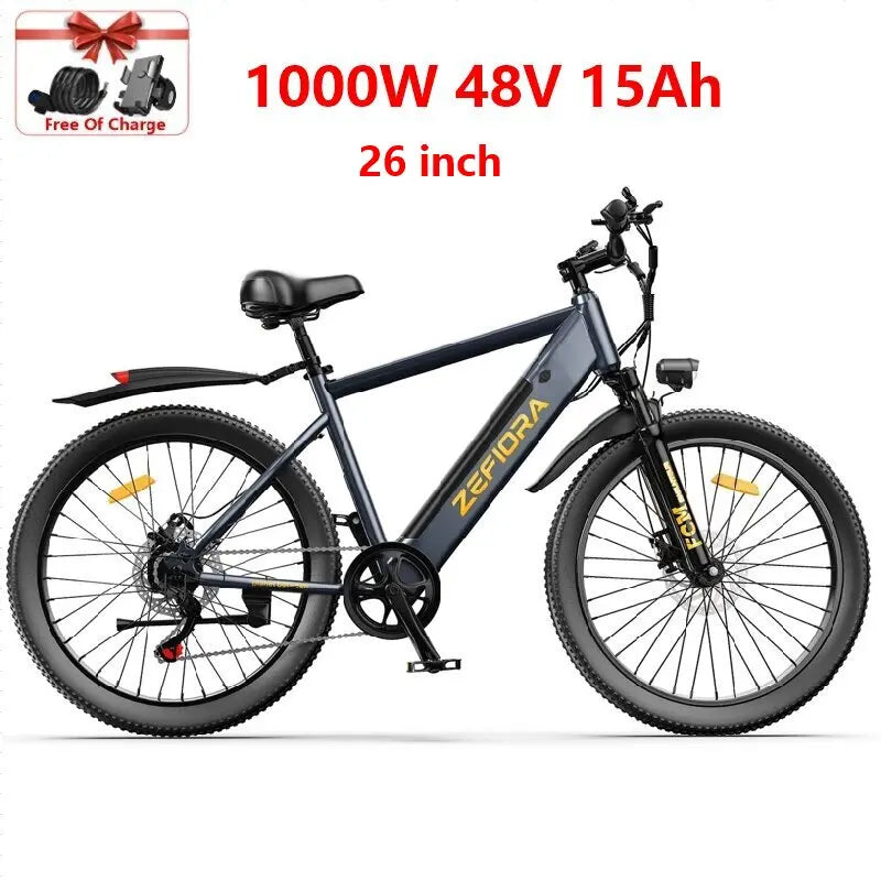 ZEFIORA Electric Bicycle 1000W 48V Lithium Battery