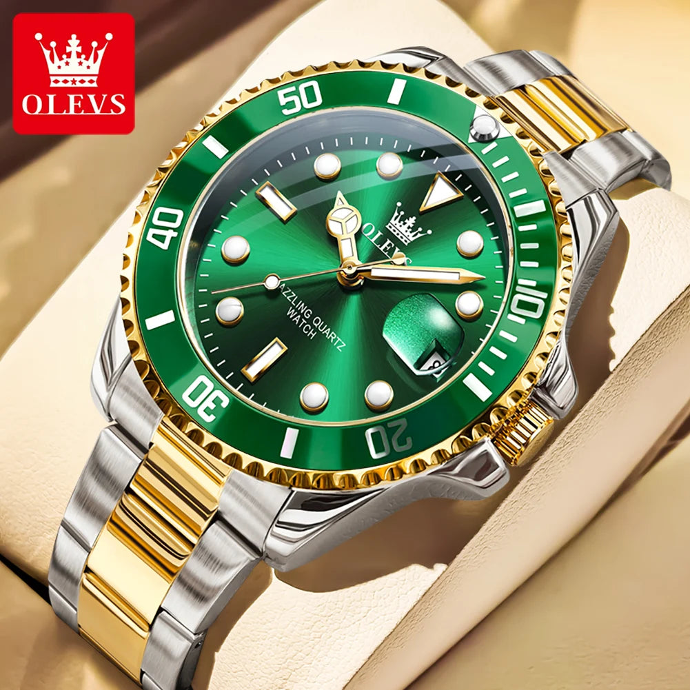 OLEVS 5885 Men's Diving Quartz Watch Stainless Steel