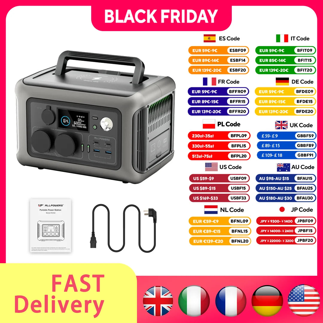 ALLPOWERS R600 Portable Power Station 299Wh LiFePO4 Battery