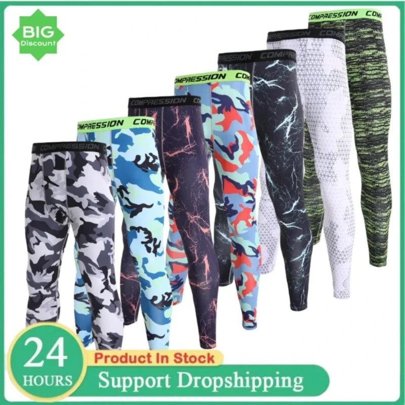 Men Camouflage Running Leggings Quick Dry Training Tights