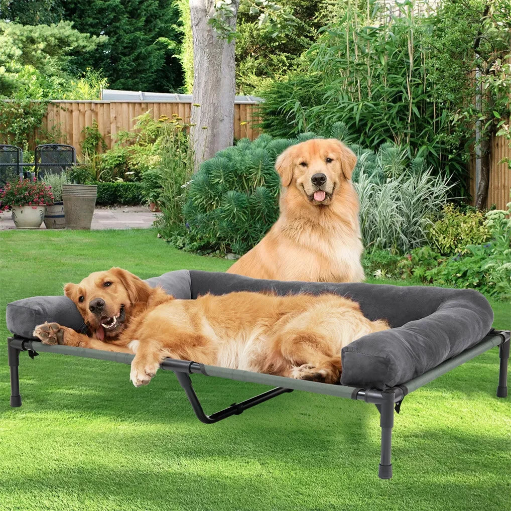 BINGOPAW Elevated Cooling Outdoor Dog Bed With Mesh And Bolster