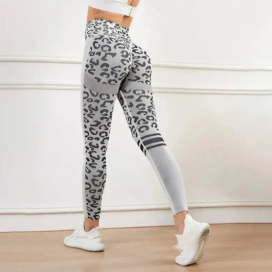 Yoga 9 Minute Leopard Print Seamless Quick Dry Fitness Tights