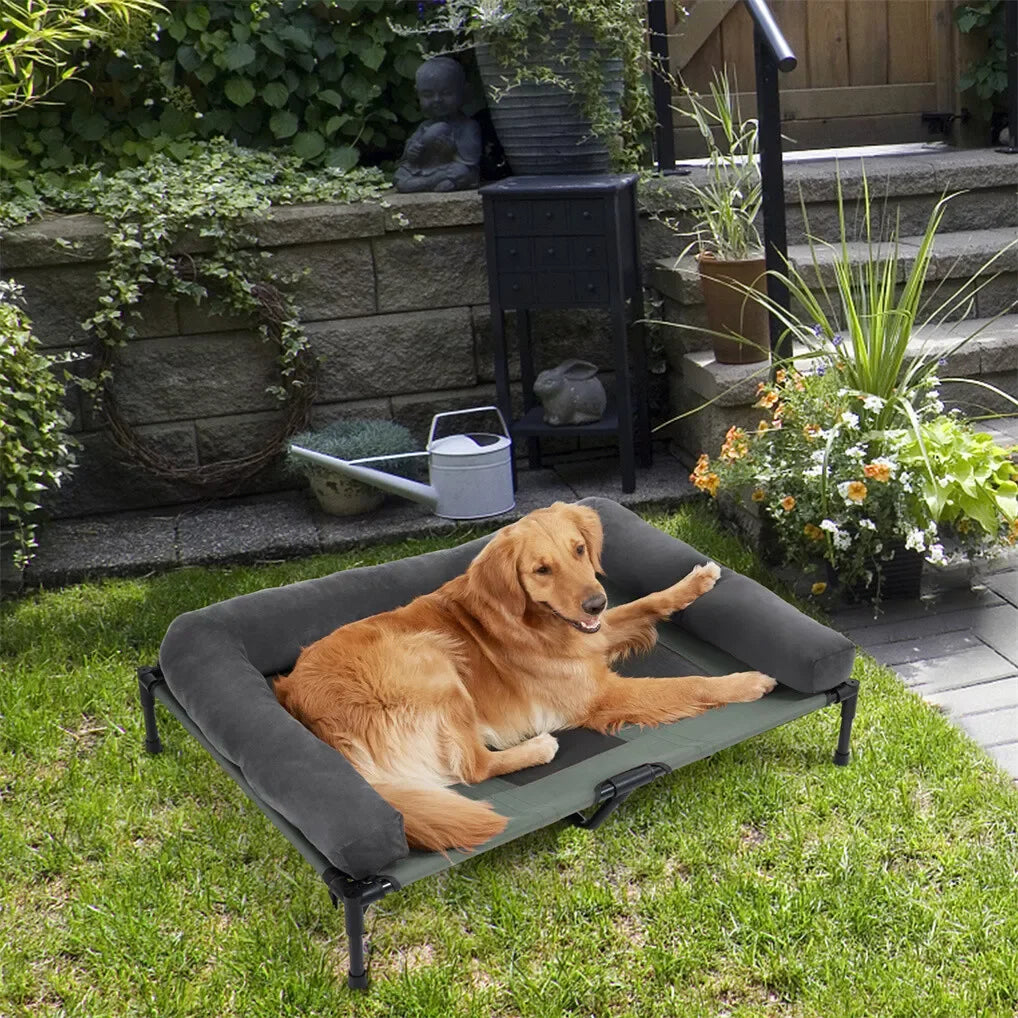 BINGOPAW Elevated Cooling Outdoor Dog Bed With Mesh And Bolster