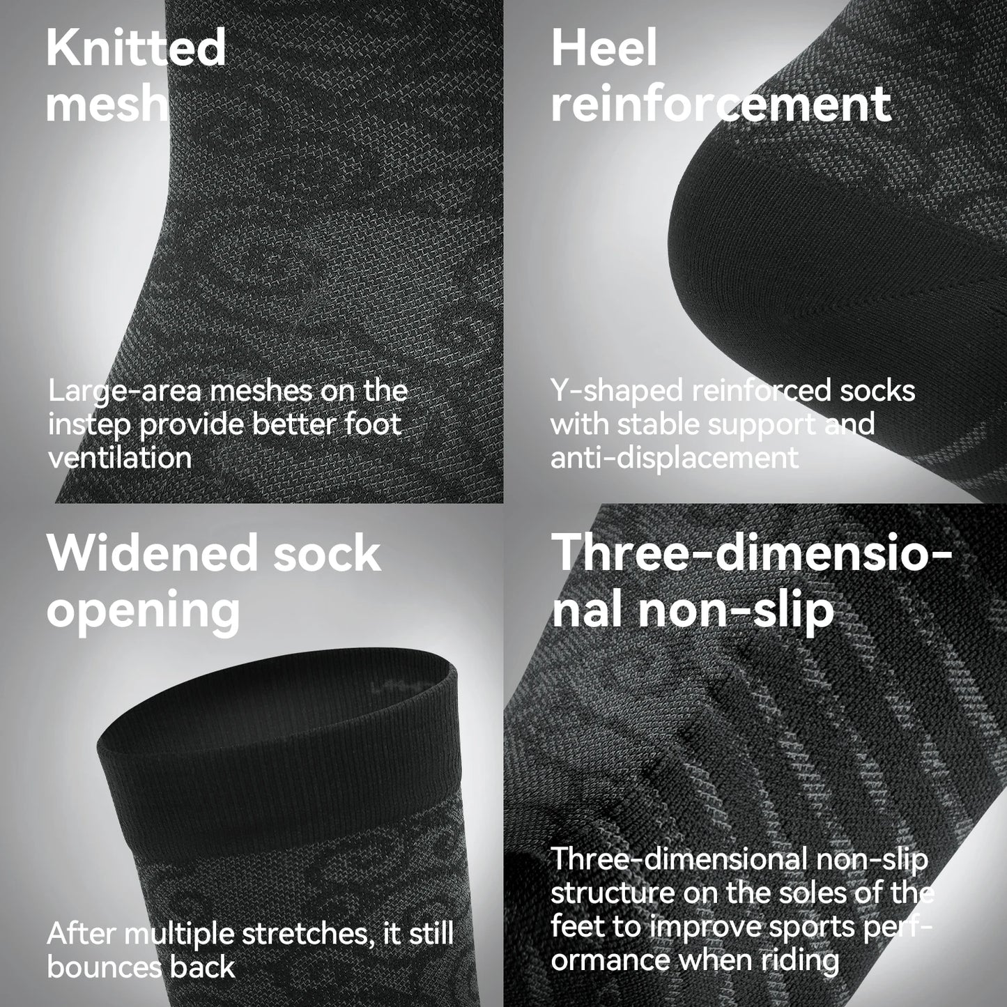 ROCKBROSCN Professional Cycling Socks Knee-High Sweat-Absorbing