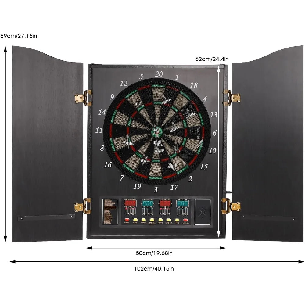Dartboard Cabinet Set With Electronic LCD Scoreboard
