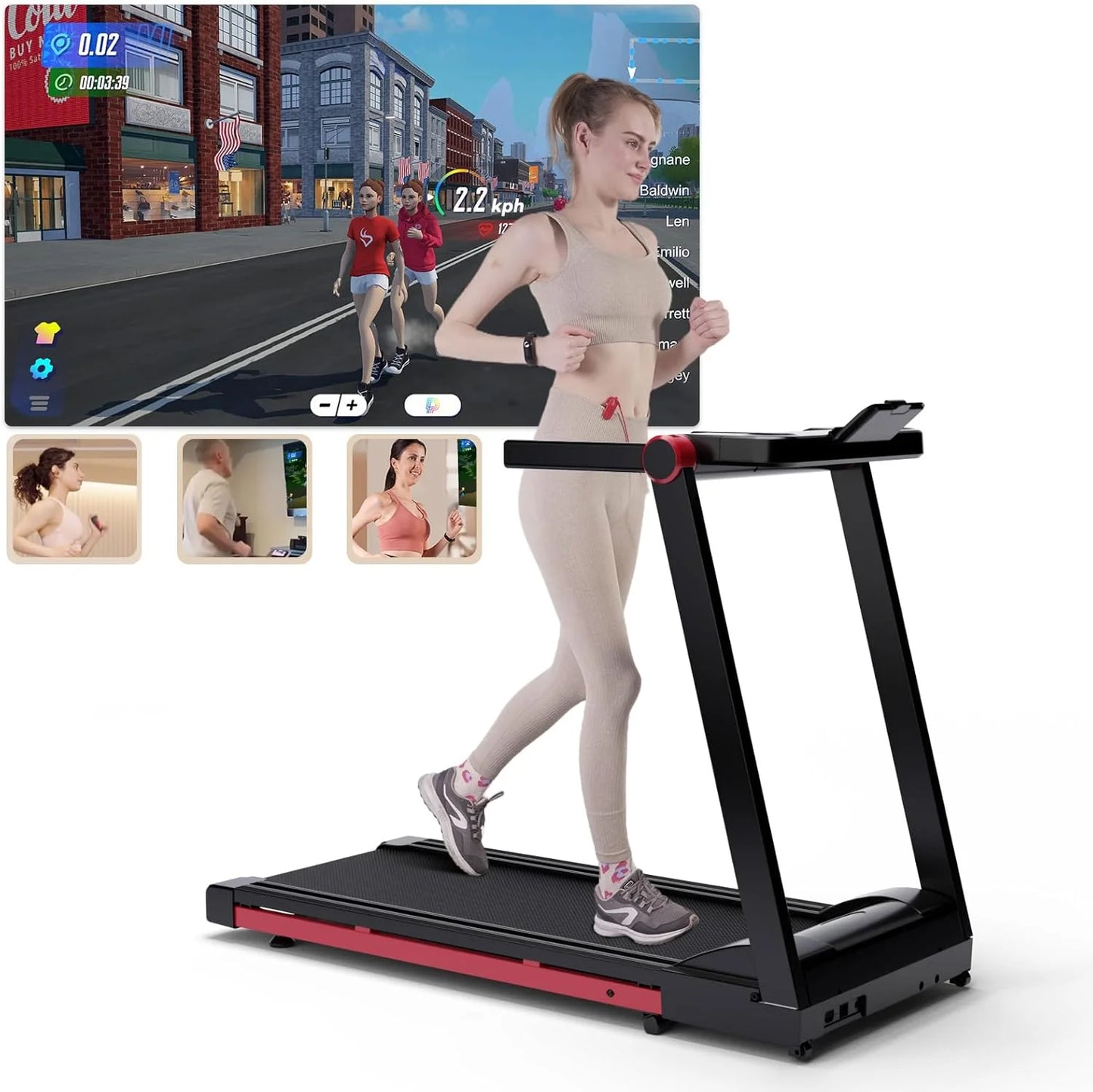 NONE Foldable Treadmill 3.5HP With Incline 350lb Capacity Bluetooth