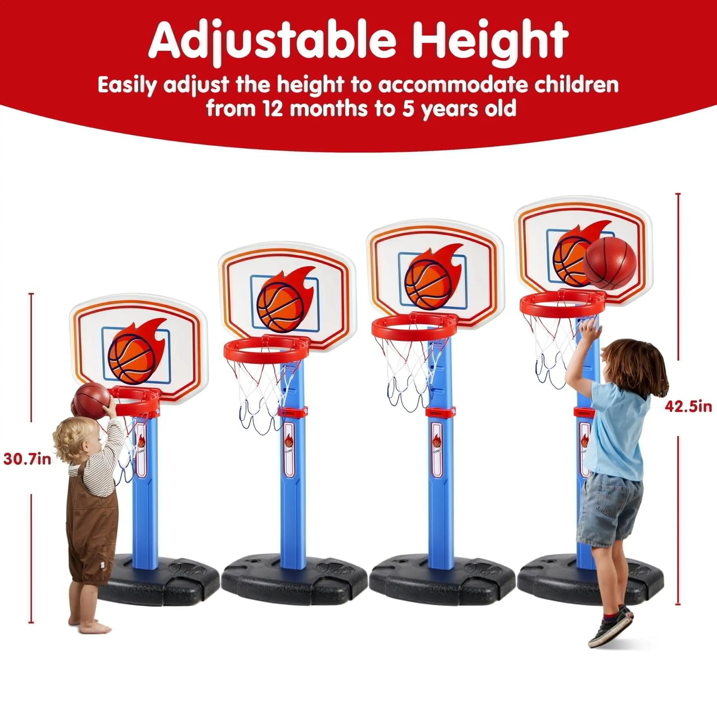 Joyfy Toddler Indoor Basketball Hoop Set With 4 Balls