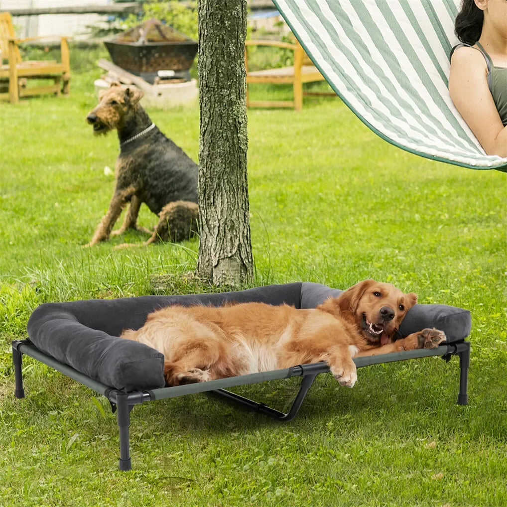 BINGOPAW Elevated Cooling Outdoor Dog Bed With Mesh And Bolster